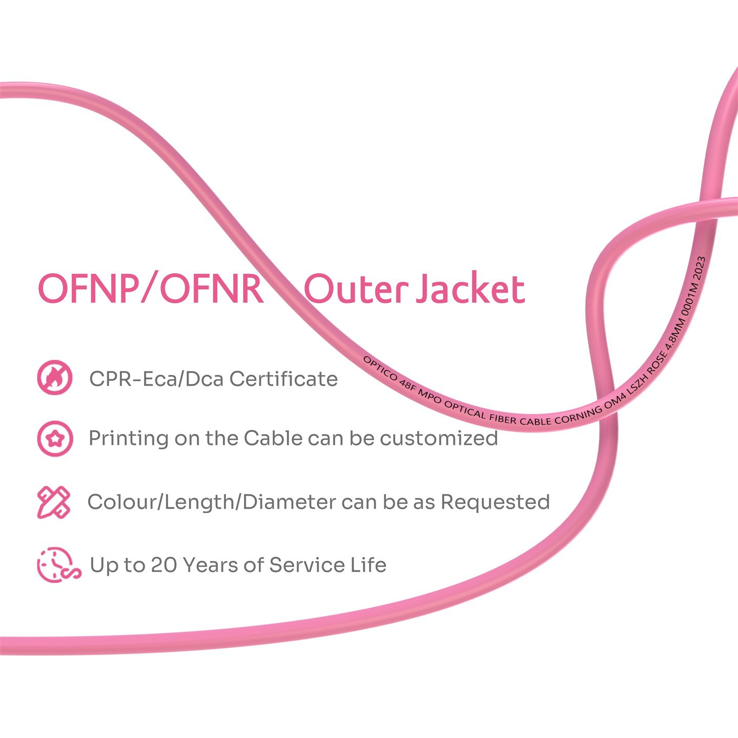 48F 4x12F MTP MPO-4x12F MTP MPO Patchcord OM4 Rose