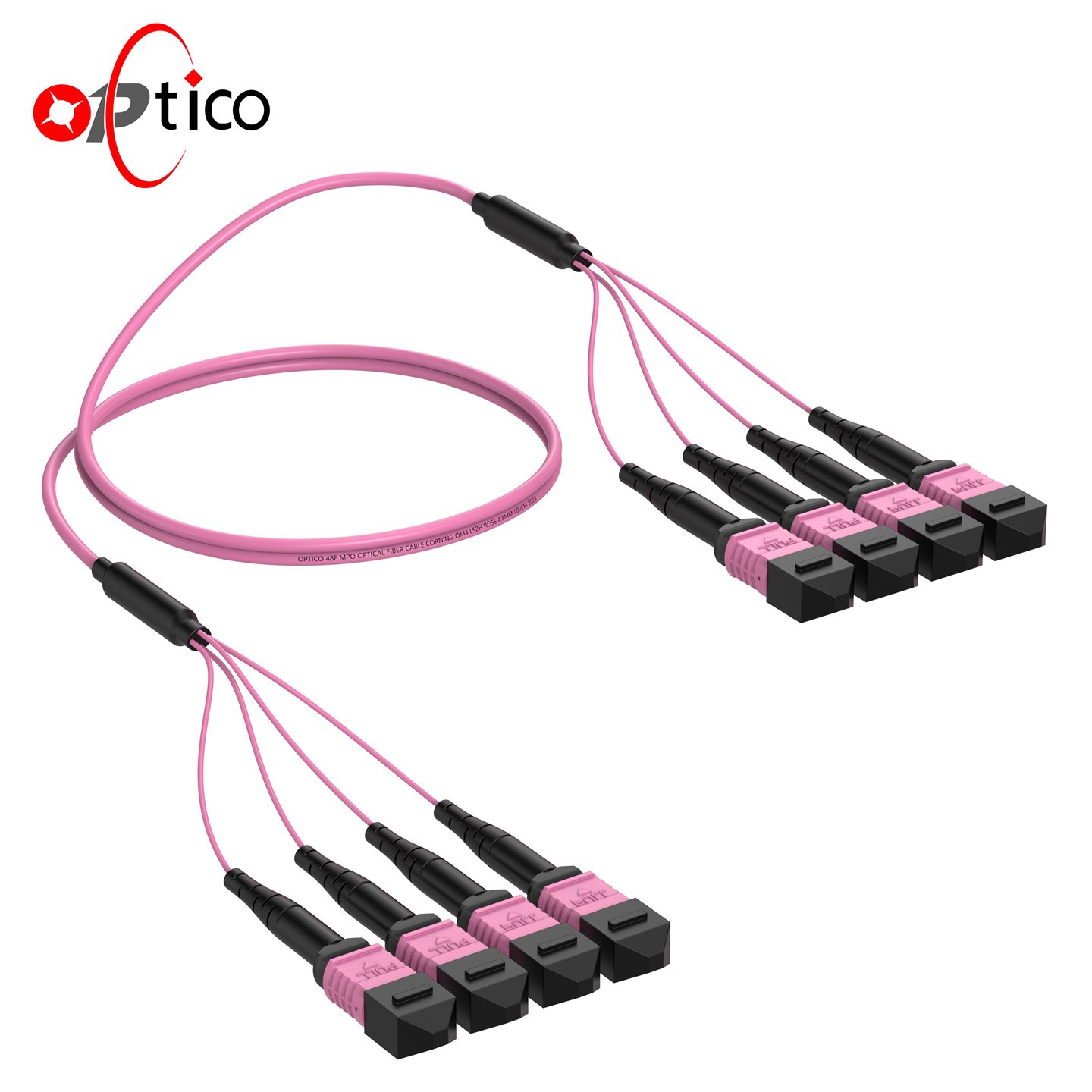 48F 4x12F MTP MPO do 4x12F MTP MPO patchcord om4 ruža