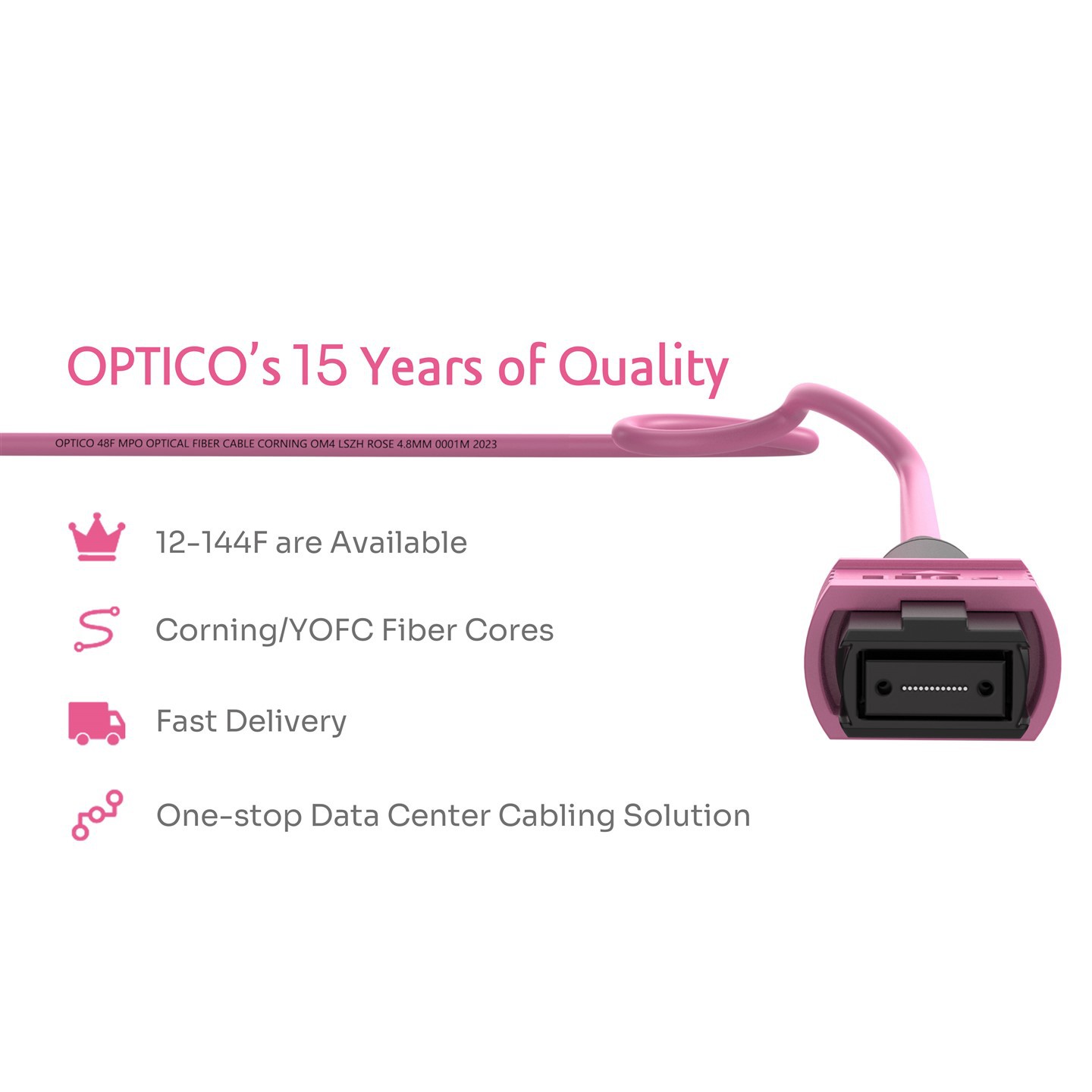 48F 4x12F MTP MPO-4x12F MTP MPO Patchcord OM4 Rose